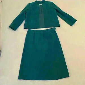 Vintage Ultrasuede Jacket & Skirt Set Western Rockabilly Cowgirl Size 12 Teal